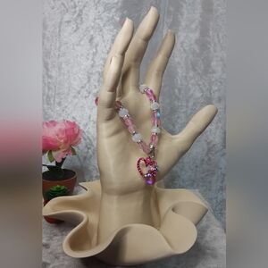 Handmade glass Beaded Stretch Bracelet 7"